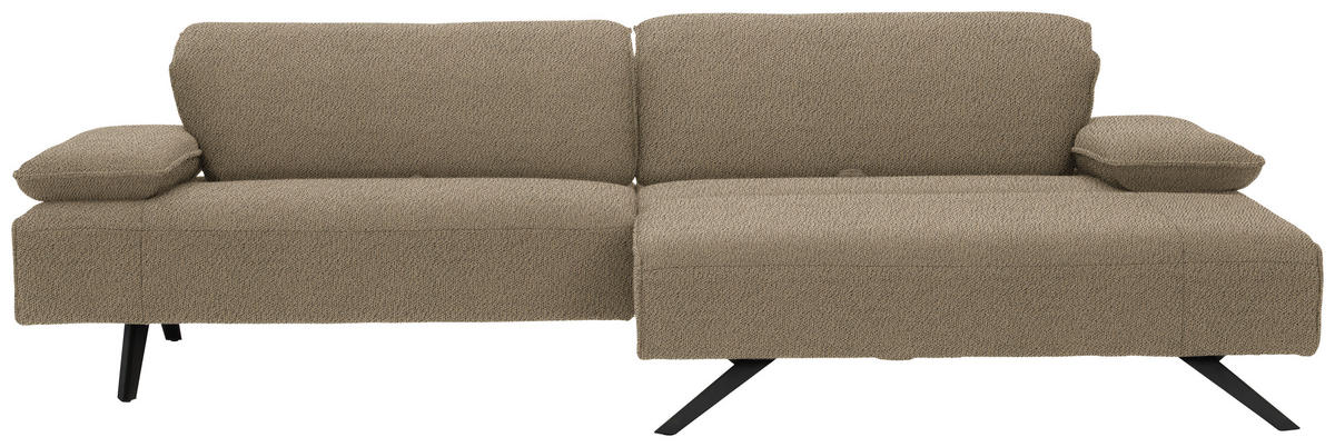 ECKSOFA in Flachgewebe Hellbraun  - Hellbraun/Anthrazit, Design, Textil/Metall (280/165cm) - Johann Jakob