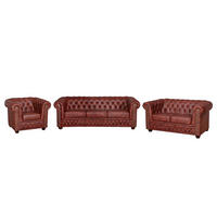 SITZGARNITUR YORK in Lederlook Rostfarben  - Rostfarben/Braun, Design, Holz/Textil (203/72/86cm) - P & B