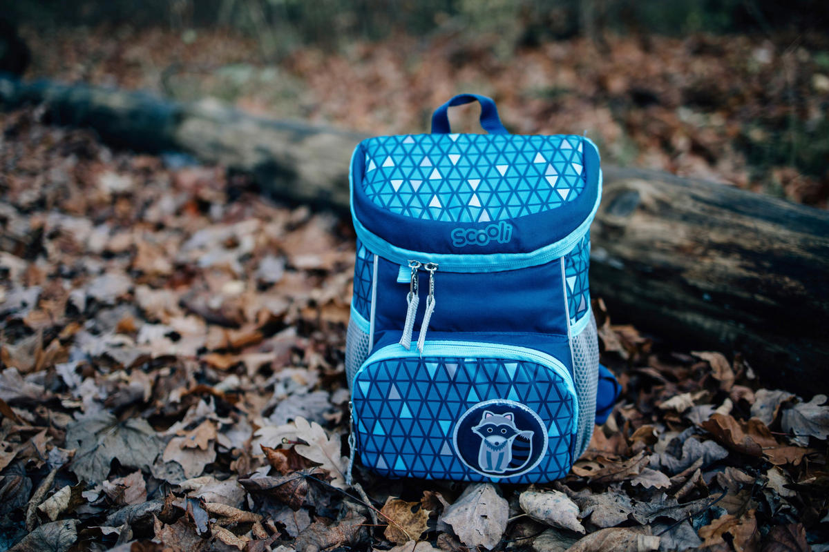 KINDERRUCKSACK Scooli Mini Me Ricki Racoon  - Blau/Grau, Basics, Textil (20/29/13cm)