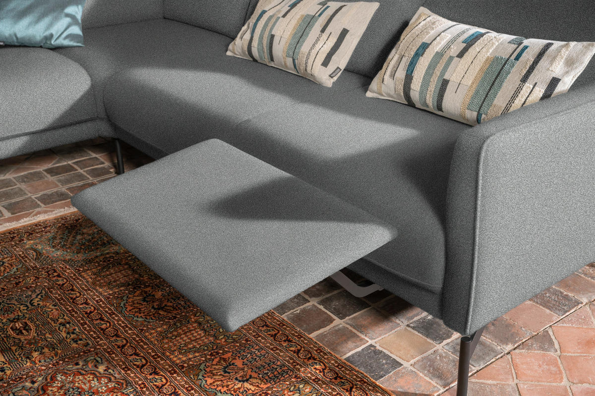 ECKSOFA in Flachgewebe, Struktur Hellgrau  - Anthrazit/Hellgrau, Design, Textil/Metall (230/254cm) - Johann Jakob
