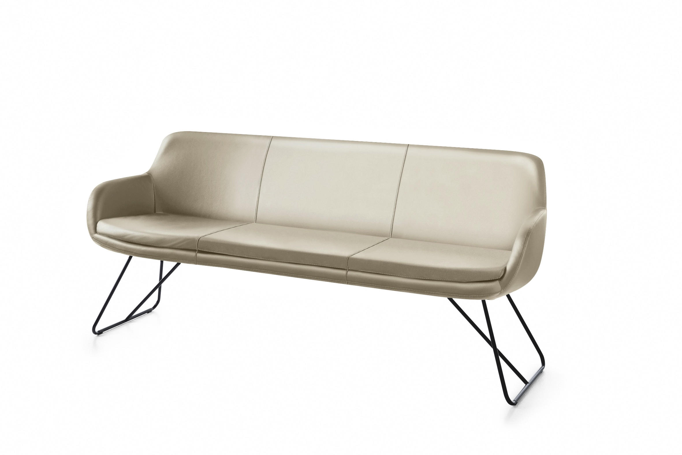 SITZBANK 180/87/65 cm Echtleder Sandfarben Metall - Sandfarben/Schwarz, Design, Leder/Metall (180/87/65cm) - Musterring