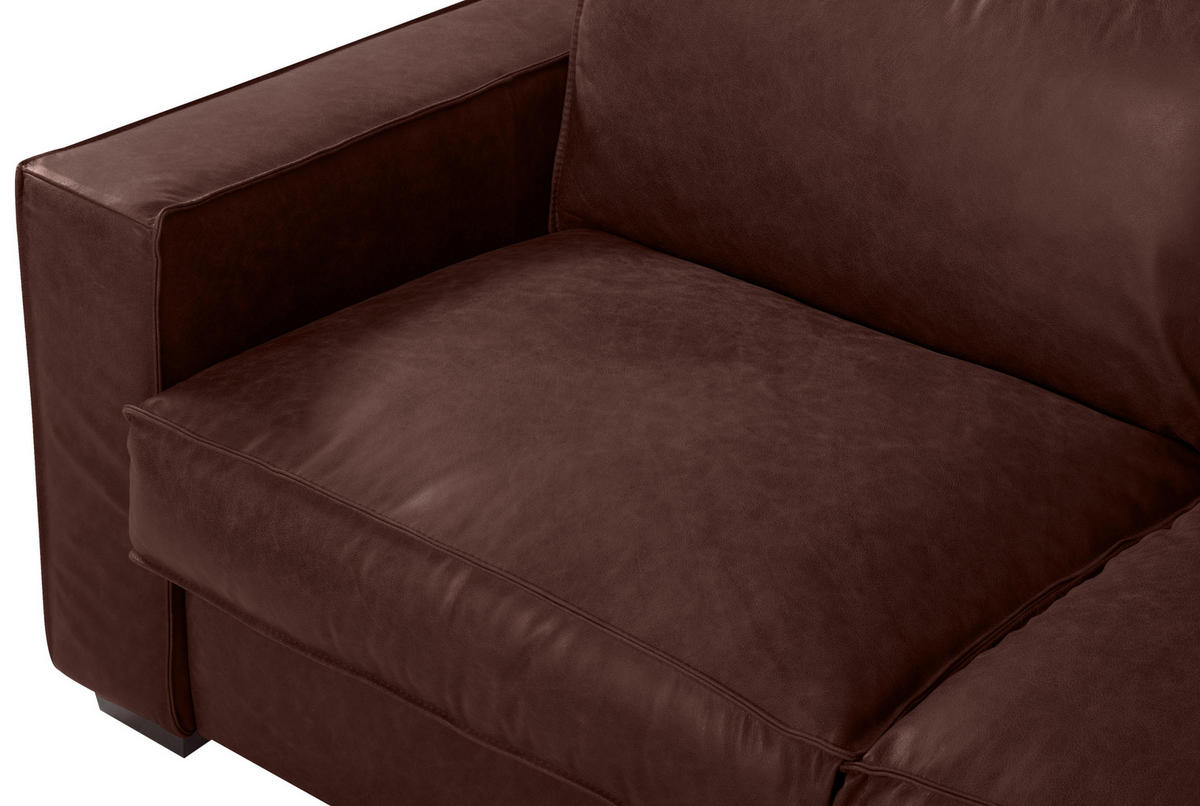 SCHLAFSOFA in Echtleder Braun  - Dunkelbraun/Braun, Design, Leder/Holz (203/85/99cm) - MID.YOU