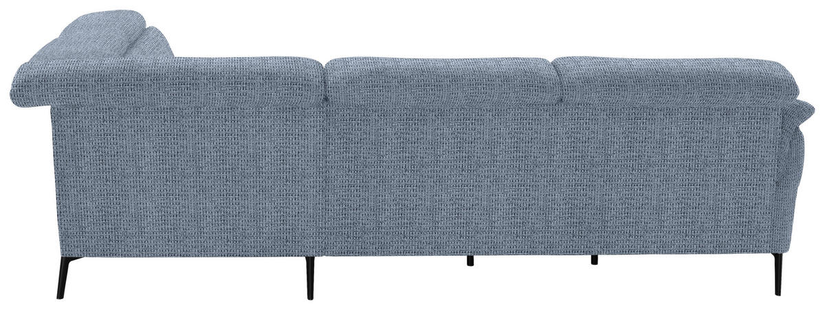 ECKSOFA in Struktur Hellblau  - Schwarz/Hellblau, Modern, Textil/Metall (275/235cm) - Cantus