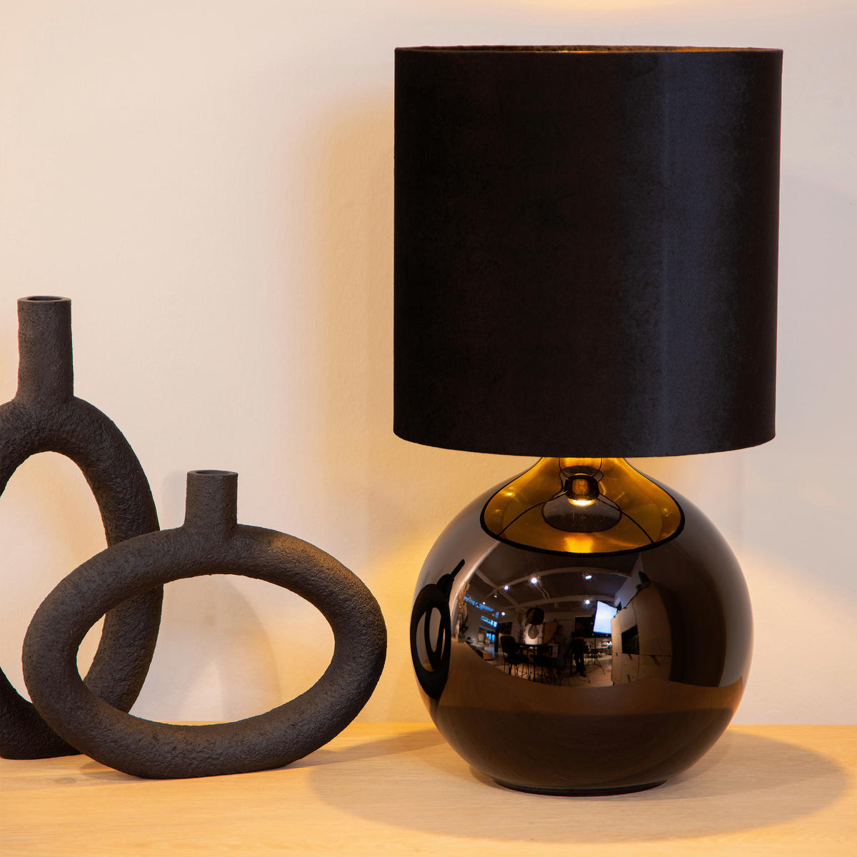TISCHLEUCHTE 24/46,5 cm   - Schwarz, LIFESTYLE, Glas (24/46,5cm) - Lucide