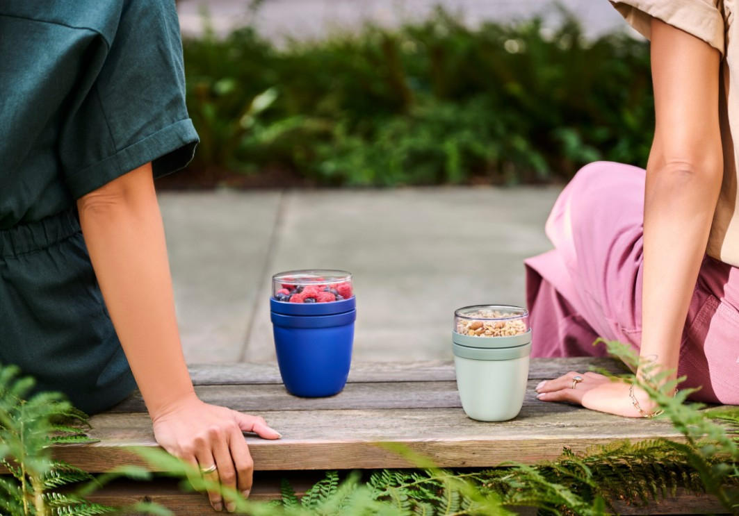 Thumbnail - Mepal Pausenset Ellipse, Blau, Kunststoff, 3-teilig, 600+700+350 ml, 21.4x10.6x19.8 cm, Küchenzubehör, Vorratsbehälter, ...