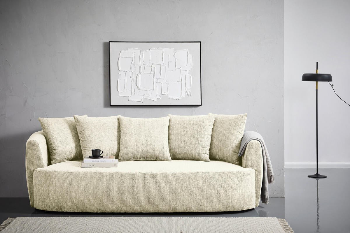 SCHLAFSOFA  mit Stoffauswahl, Liegefunktion, Schlafen auf Sitzhöhe, Rücken echt Chenille Greige  - Greige/Schwarz, KONVENTIONELL, Kunststoff/Textil (238/74/107cm) - Carryhome