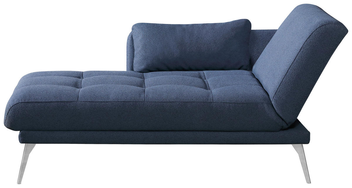 RÉCAMIERE Dunkelblau  - Chromfarben/Dunkelblau, Konventionell, Textil/Metall (200/85/106cm) - Novel