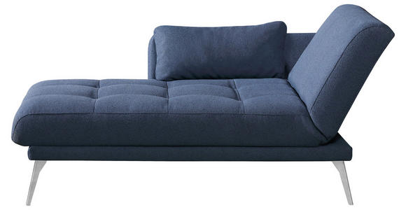 RÉCAMIERE Amira in Dunkelblau  - Chromfarben/Dunkelblau, KONVENTIONELL, Textil/Metall (200/85/106cm) - Novel