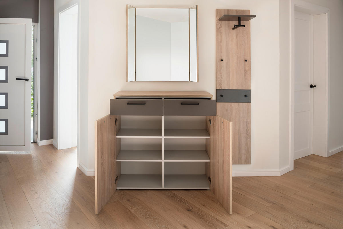 GARDEROBE 3-teilig  in 150/200/38 cm  - Eichefarben/Braun, Konventionell, Holzwerkstoff (150/200/38cm) - Moderano
