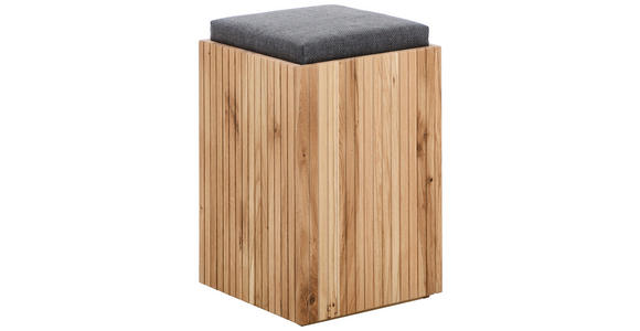 HOCKER Webstoff Eiche Eichefarben, Anthrazit  - Eichefarben/Anthrazit, Natur, Holz/Textil (35/52/35cm) - Linea Natura