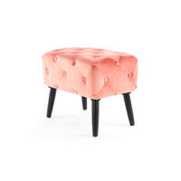 HOCKER in Textil, Holzwerkstoff Rosa, Schwarz  - Schwarz/Rosa, Basics, Holzwerkstoff/Textil (40/48/60cm) - Kayoom