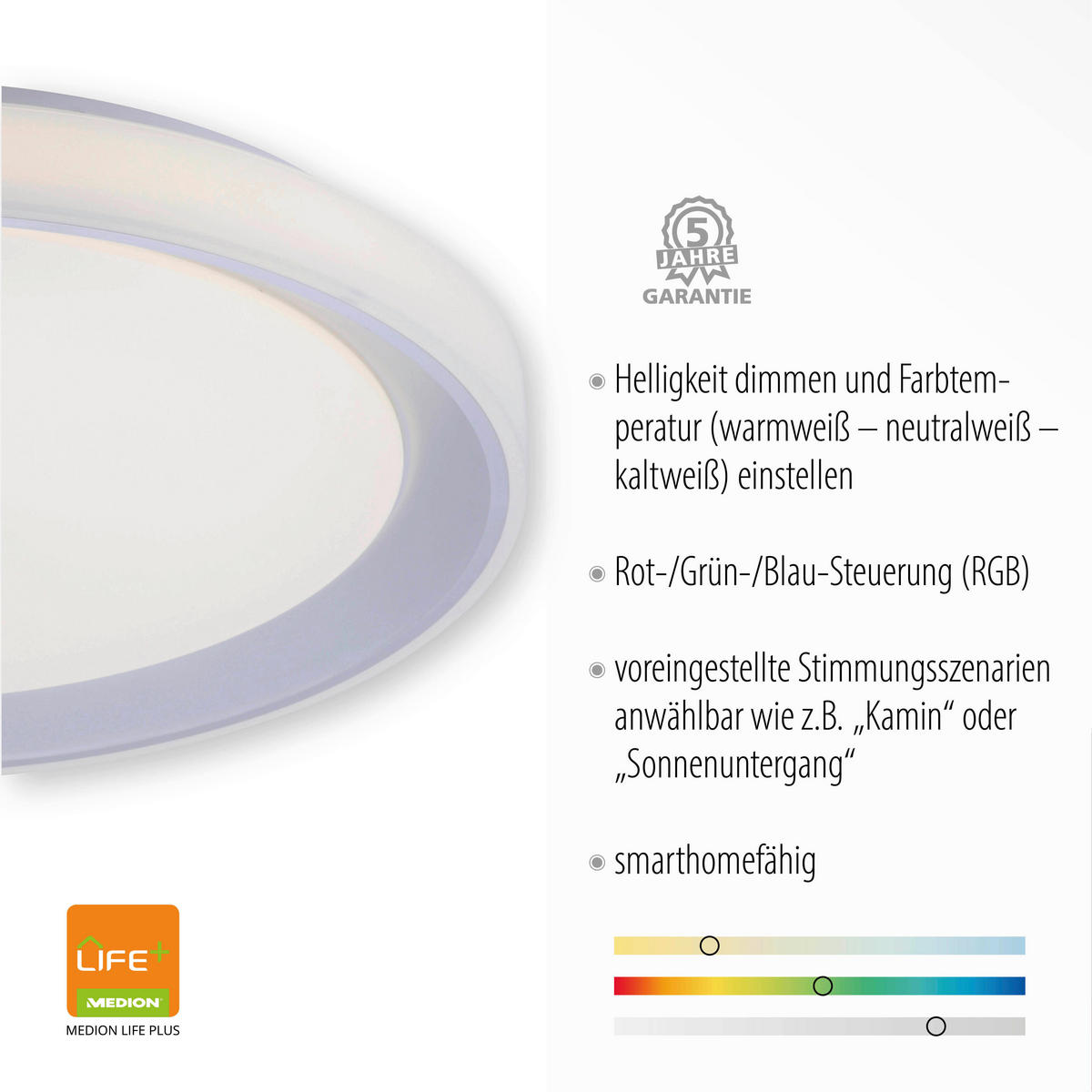 LED-DECKENLEUCHTE Lola Smart  Smart 51/51/7,5 cm   - Silberfarben/Weiß, Design, Kunststoff/Metall (51/51/7,5cm)
