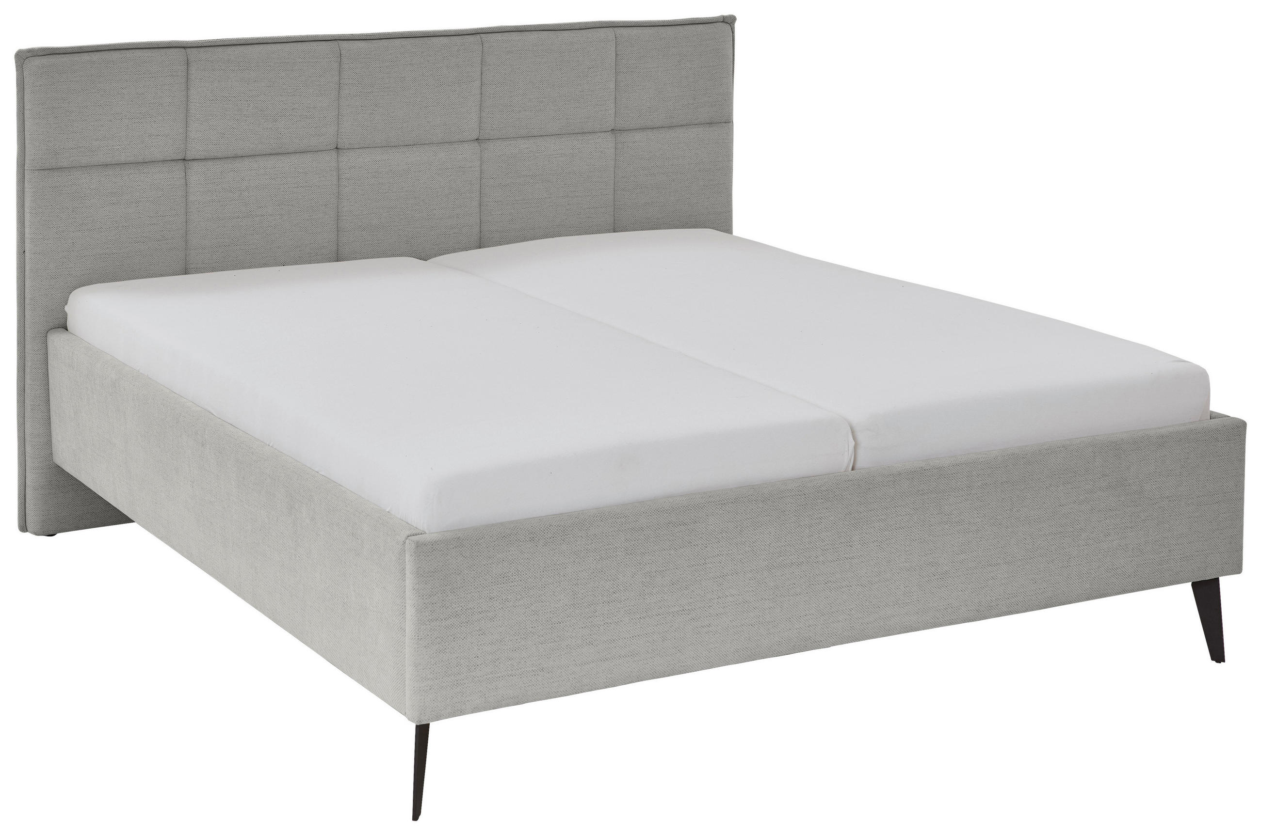 POLSTERBETT 180/200 cm,  in Hellgrau, Lattenrost, Bettkasten,  - Birkefarben/Buchefarben, Design, Holz/Textil (180/200cm) - Xora