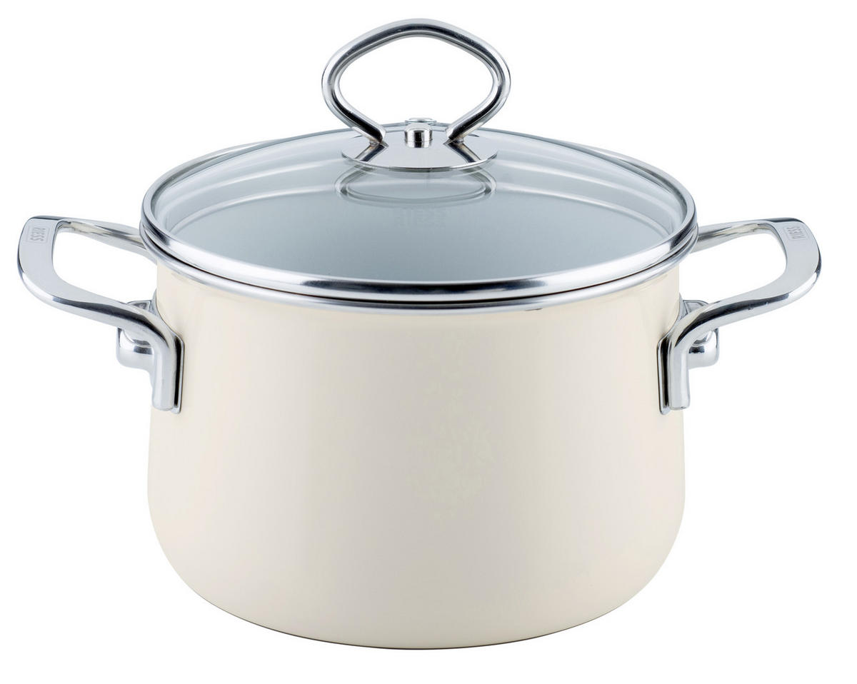 Kochtopfset Avorio 7-teilig  - Beige, Basics, Glas/Metall (48,5/28,5/24cm) - Riess