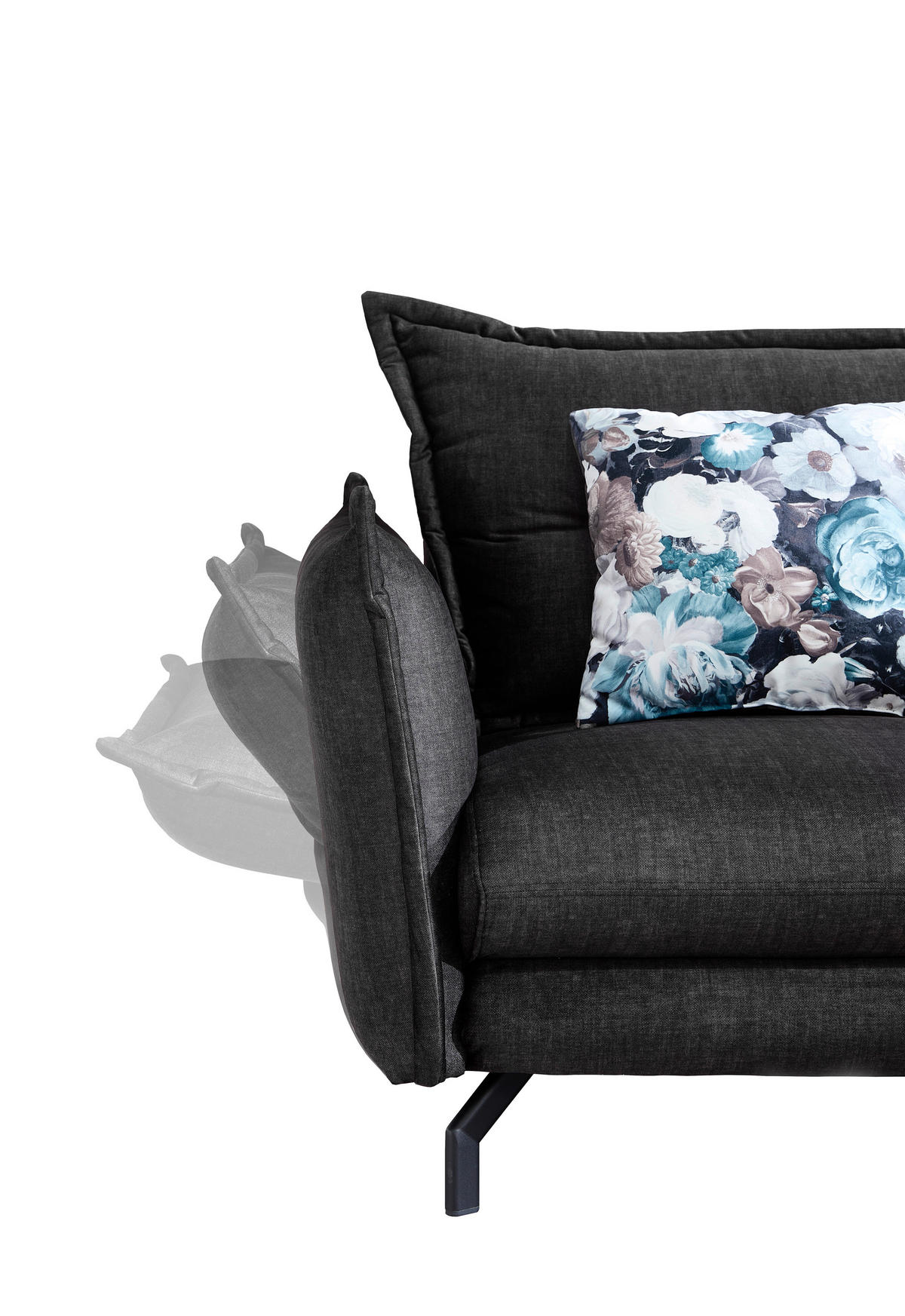 ECKSOFA in Velours Anthrazit  - Türkis/Anthrazit, Modern, Textil/Metall (255/180cm) - Livetastic
