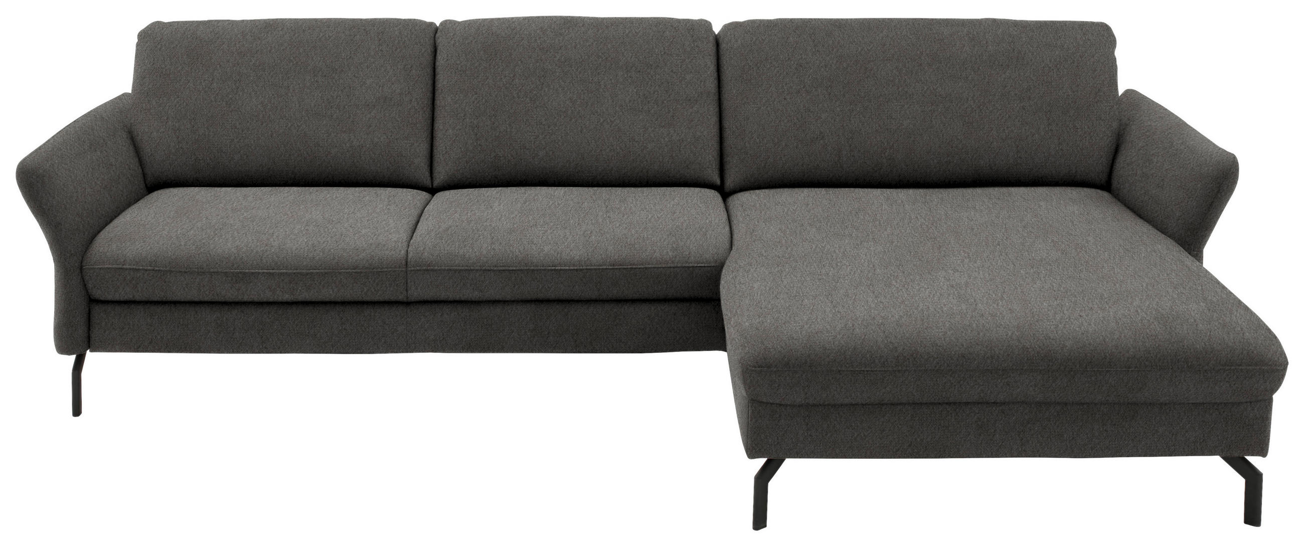 ECKSOFA in Velours Grau  - Schwarz/Grau, Design, Textil/Metall (306/179cm) - Beldomo System