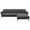 ECKSOFA in Velours Grau  - Schwarz/Grau, Design, Textil/Metall (306/179cm) - Beldomo System