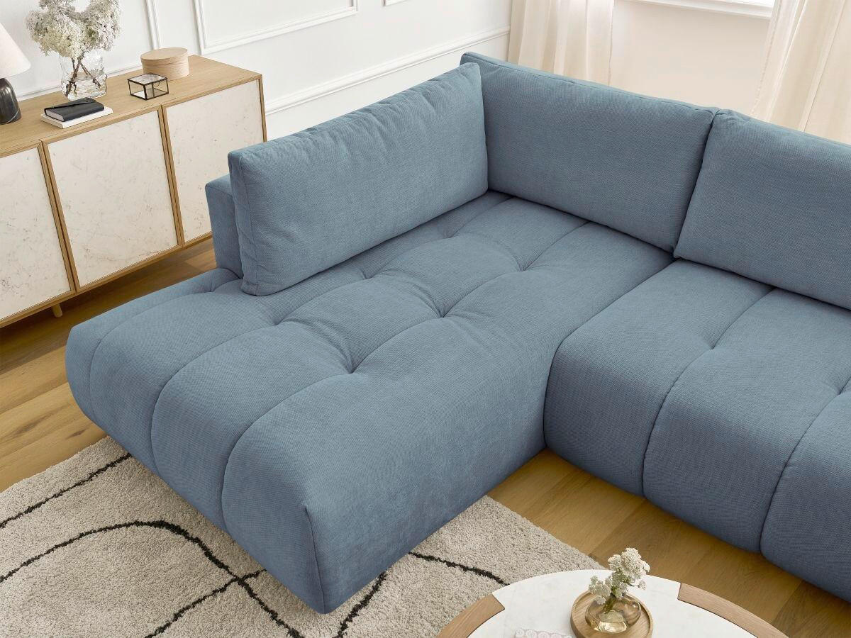 WOHNLANDSCHAFT  FUJI  Hellblau Leinenoptik  - Schwarz/Hellblau, MODERN, Kunststoff/Textil (204/377/160cm)