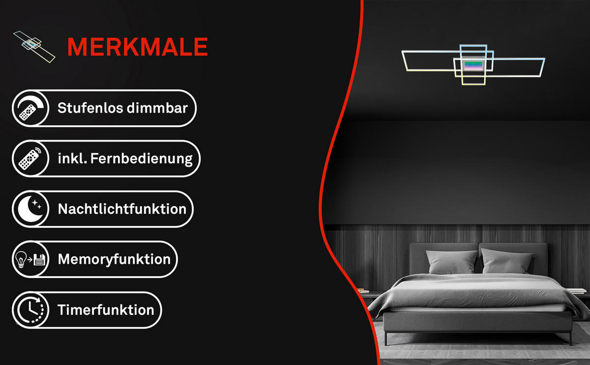 LED-DECKENLEUCHTE Misy 111/42/6,5 cm  - Chromfarben/Alufarben, Design, Kunststoff/Metall (111/42/6,5cm)