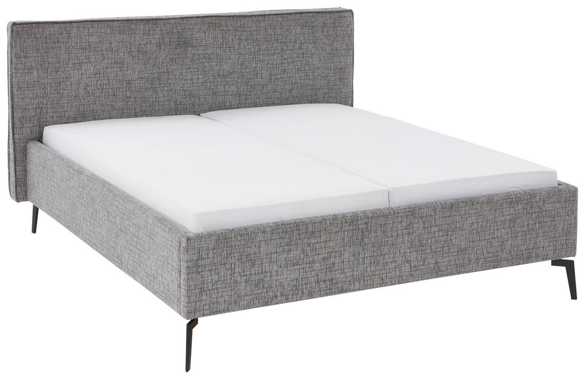 POLSTERBETT Lattenrost, Bettkasten 180/200 cm  in Grau, Hellgrau  - Birkefarben/Buchefarben, Design, Holz/Textil (180/200cm) - home24