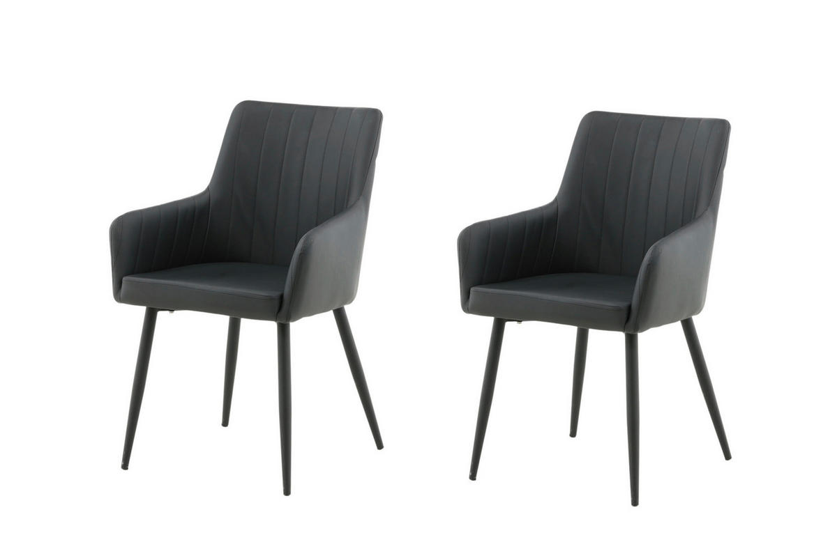 STUHL-SET  in Stahl  - Schwarz, MODERN, Kunststoff/Metall (58/92/61cm) - Livetastic