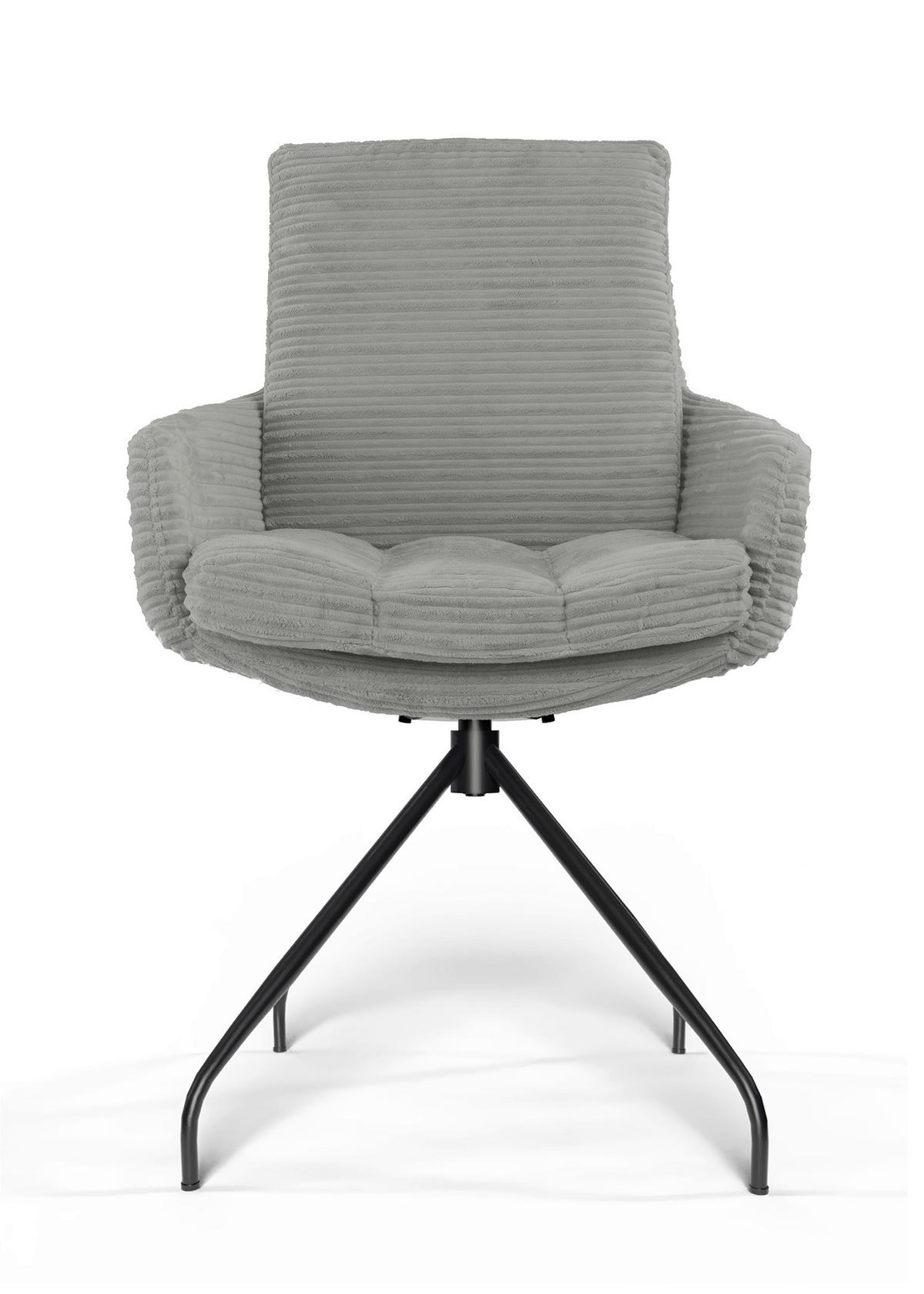 ARMLEHNSTUHL  Beinauswahl, Sitzfläche 360° drehbar, Stoff-/Lederauswahl gerippt  Grau  - Schwarz/Grau, Design, Textil/Metall (60/91/62cm) - Valdera