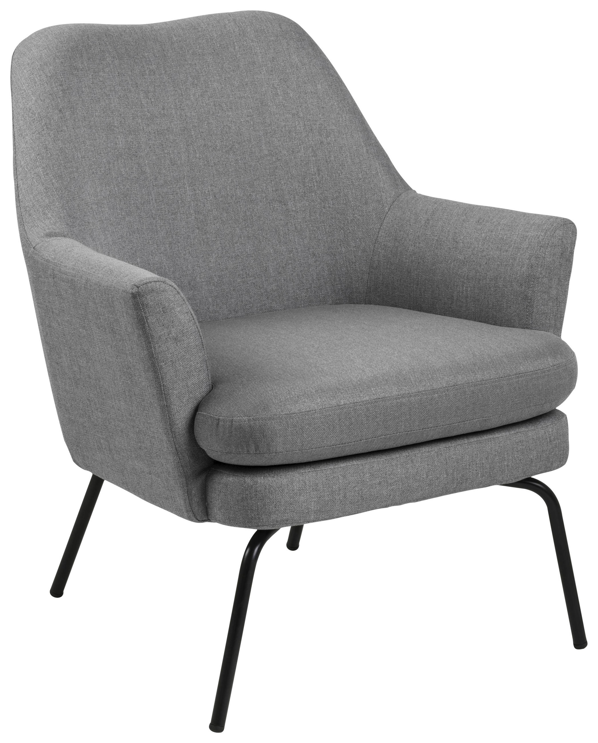 Sessel in Metall, Textil Schwarz, Hellgrau