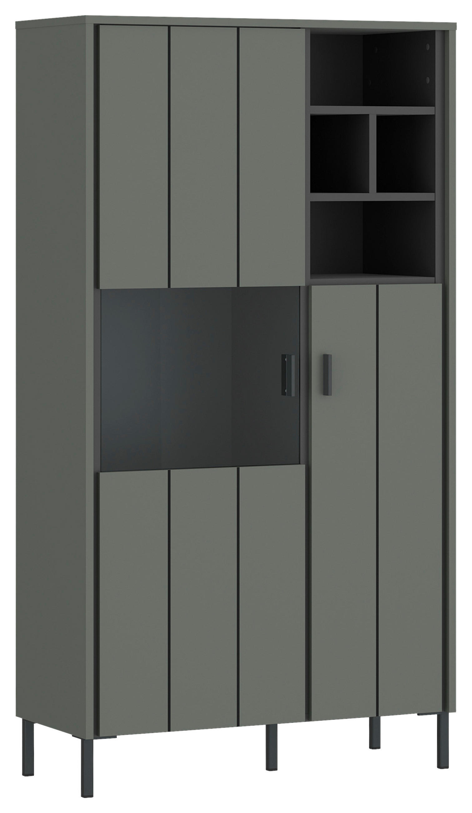 VITRINE in Grau, Grün, Schwarz  - Schwarz/Grau, Design, Glas/Holzwerkstoff (82,1/156/40cm) - Carryhome