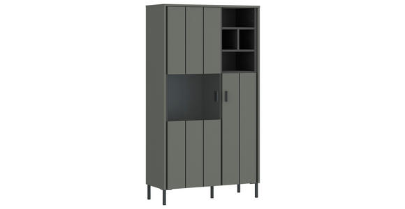 VITRINE in Grau, Grün, Schwarz  - Schwarz/Grau, Design, Glas/Holzwerkstoff (82,1/156/40cm) - Carryhome