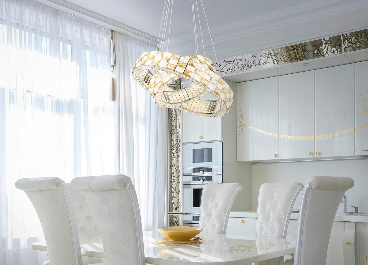 LED-HÄNGELEUCHTE Lidia 61/120 cm  - Klar/Chromfarben, Design, Glas/Metall (61/120cm) - Globo