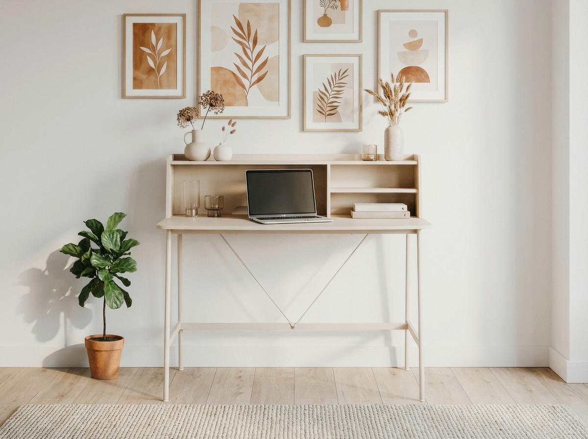 SCHREIBTISCH 115/55/106 cm  in Beige  - Beige, MODERN, Holzwerkstoff/Metall (115/55/106cm) - MID.YOU