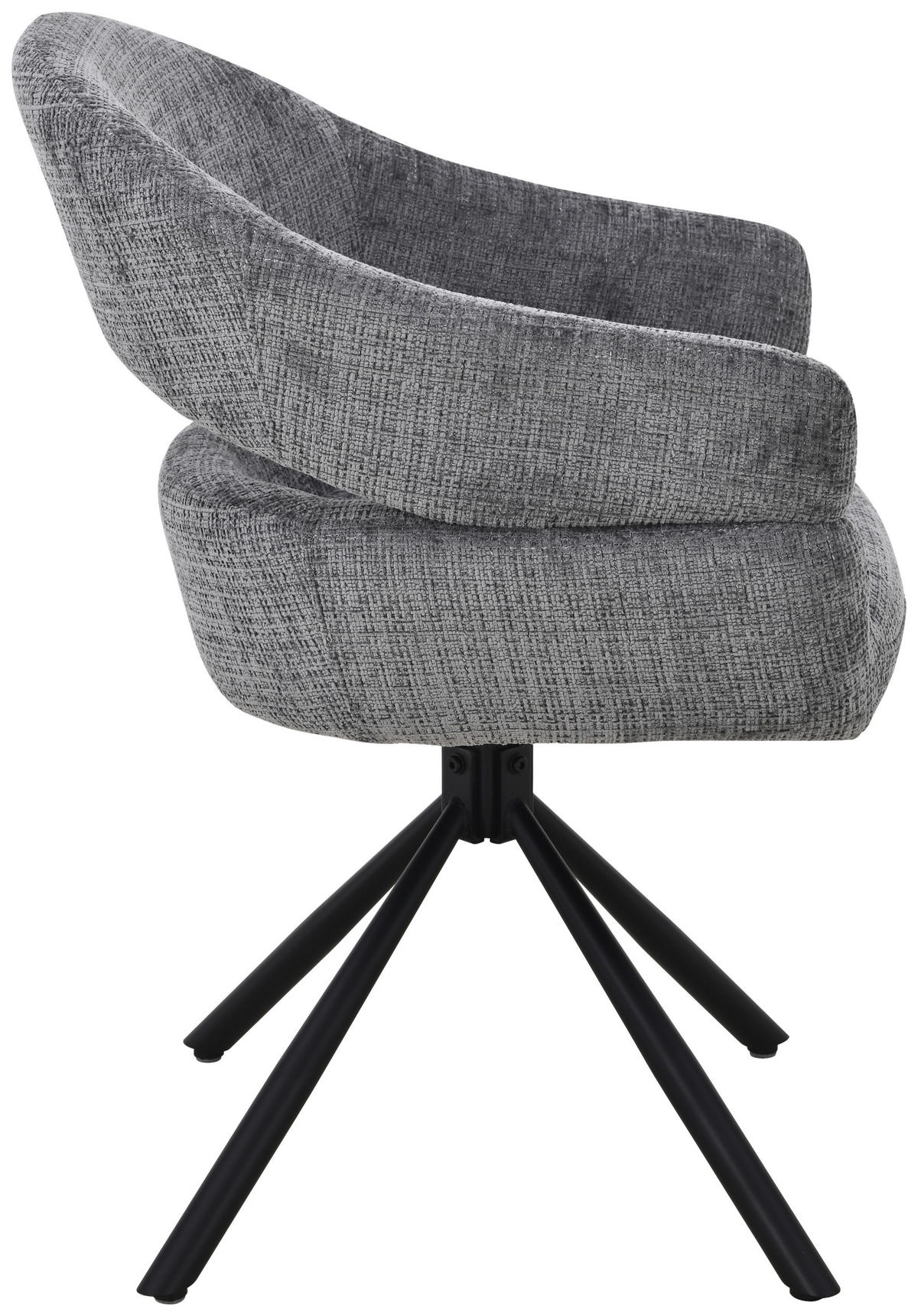 ARMLEHNSTUHL  Sitzfläche 360° drehbar Chenille  Grau  - Schwarz/Grau, MODERN, Holz/Textil (58/85/62cm) - Livetastic