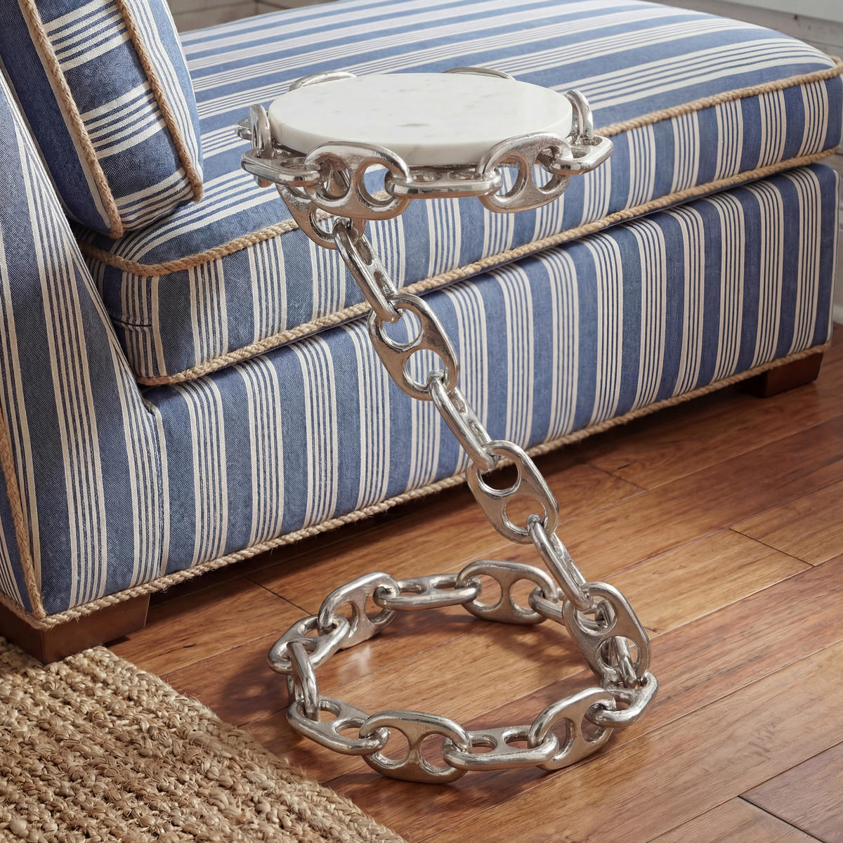 BEISTELLTISCH Silberfarben rund  - Silberfarben, Design, Stein/Metall (31/51/31cm) - Livetastic