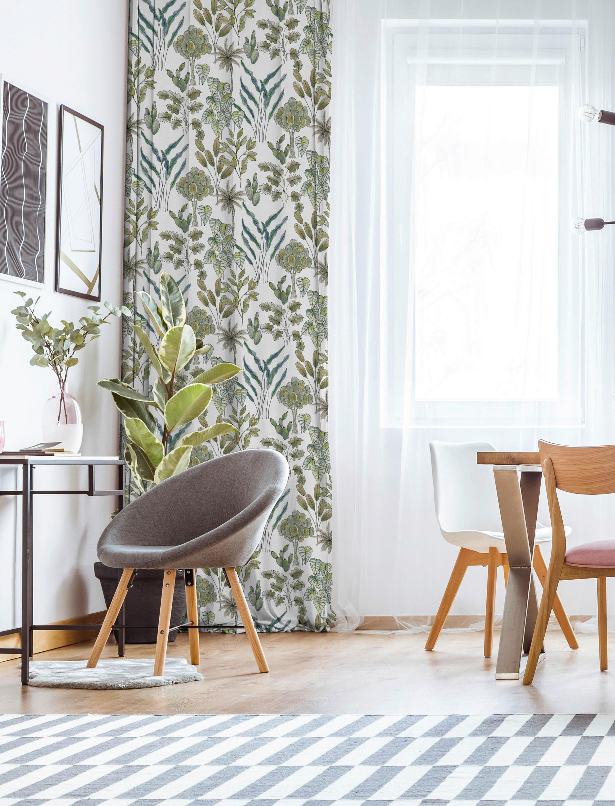VORHANGSTOFF per lfm blickdicht  - Petrol/Hellgrün, Design, Textil (140cm) - Esposa