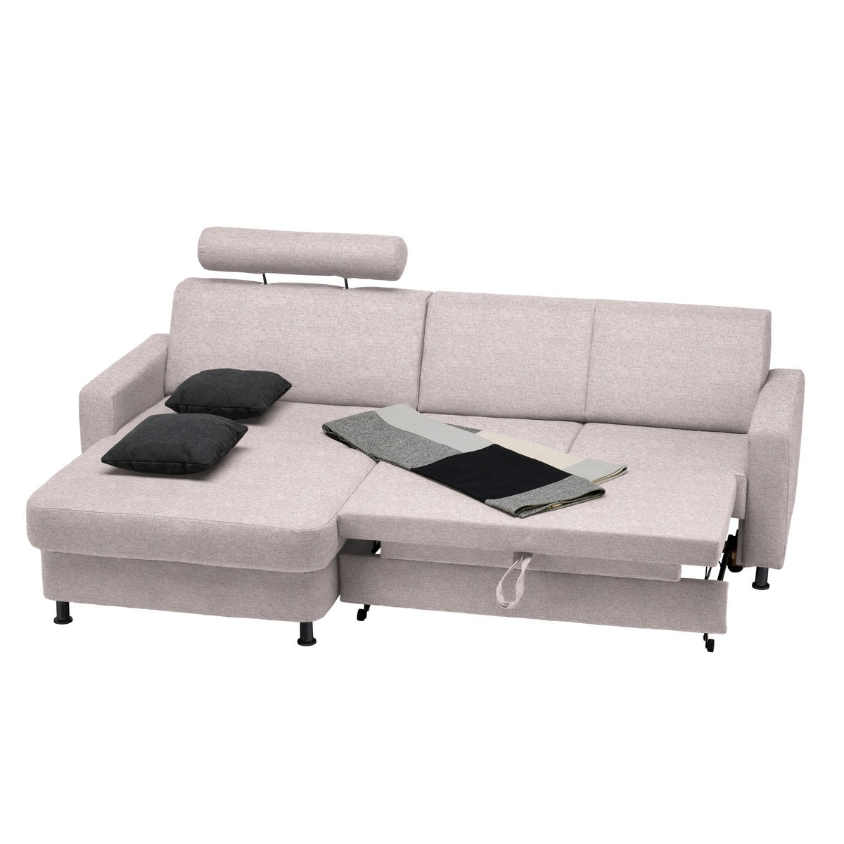 ECKSOFA in Webstoff Hellrosa  - Hellrosa/Schwarz, Design, Kunststoff/Textil (165/257cm) - Xora