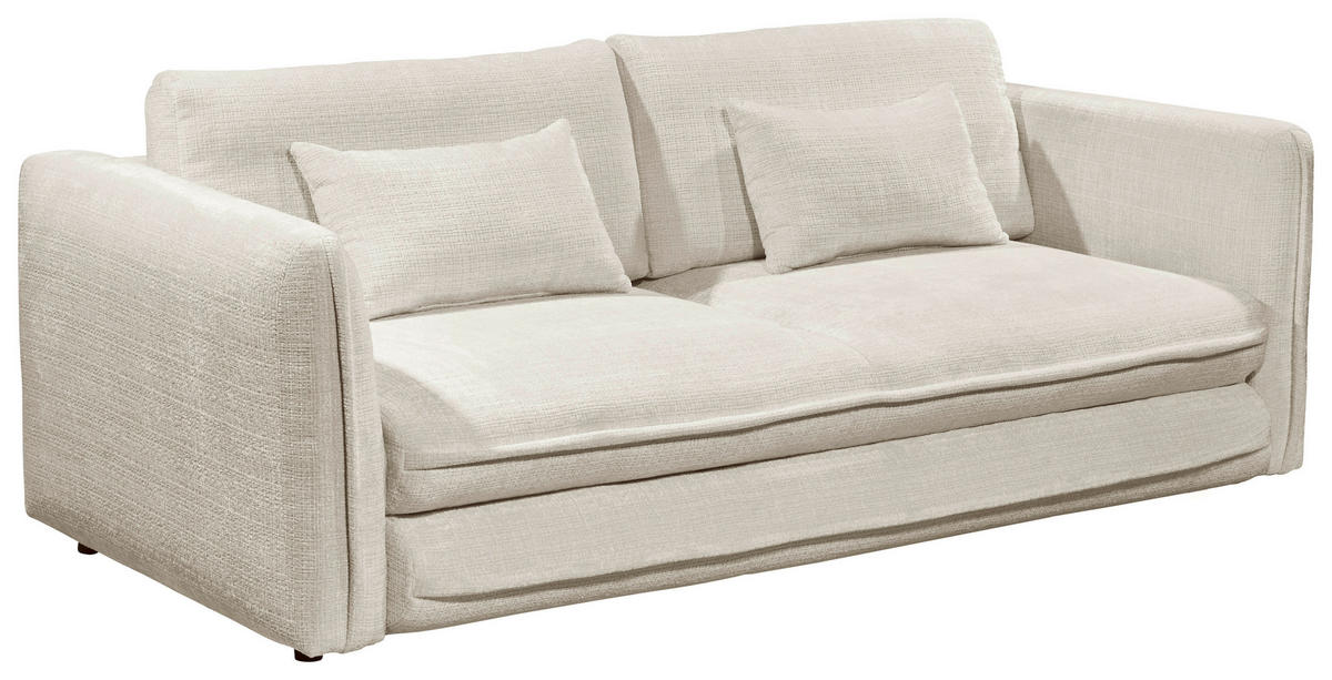 SCHLAFSOFA in Mikrovelours Beige  - Beige/Schwarz, KONVENTIONELL, Kunststoff/Textil (237/94/117cm) - MID.YOU