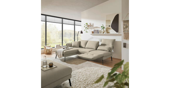 ECKSOFA  in Flachgewebe Beige  175-224/255-365 cm  - Beige/Schwarz, Design, Textil/Metall (175-224/255-365cm) - Dieter Knoll