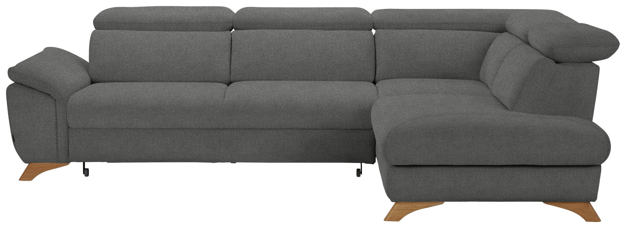 ECKSOFA in Flachgewebe Grau  - Eichefarben/Grau, Modern, Holz/Textil (287/212cm) - Valnatura