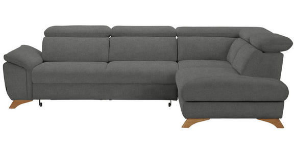 ECKSOFA in Flachgewebe Grau  - Eichefarben/Grau, MODERN, Holz/Textil (287/212cm) - Valnatura