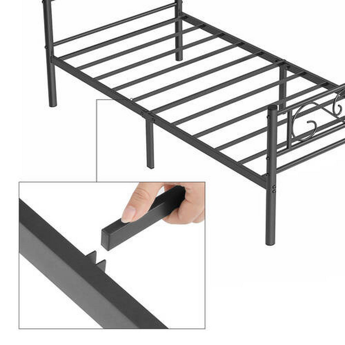 KOVOVÁ POSTEĽ - čierna, Romantik / Landhaus, kov (90/190cm) - Boxxx