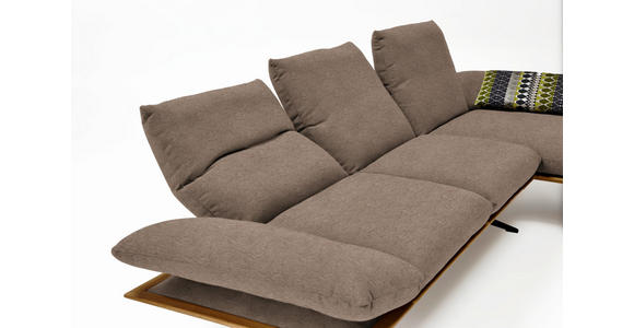 ECKSOFA in Flachgewebe Hellbraun 314/159 cm - Hellbraun/Schwarz, Design, Holz/Textil (314/159cm) - Dieter Knoll