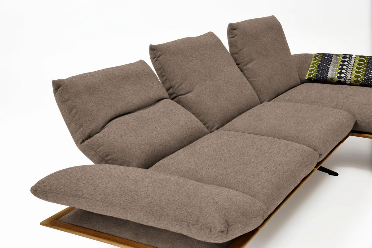 ECKSOFA Formia in Flachgewebe Hellbraun  314/159 cm  - Hellbraun/Schwarz, Design, Holz/Textil (314/159cm) - Dieter Knoll