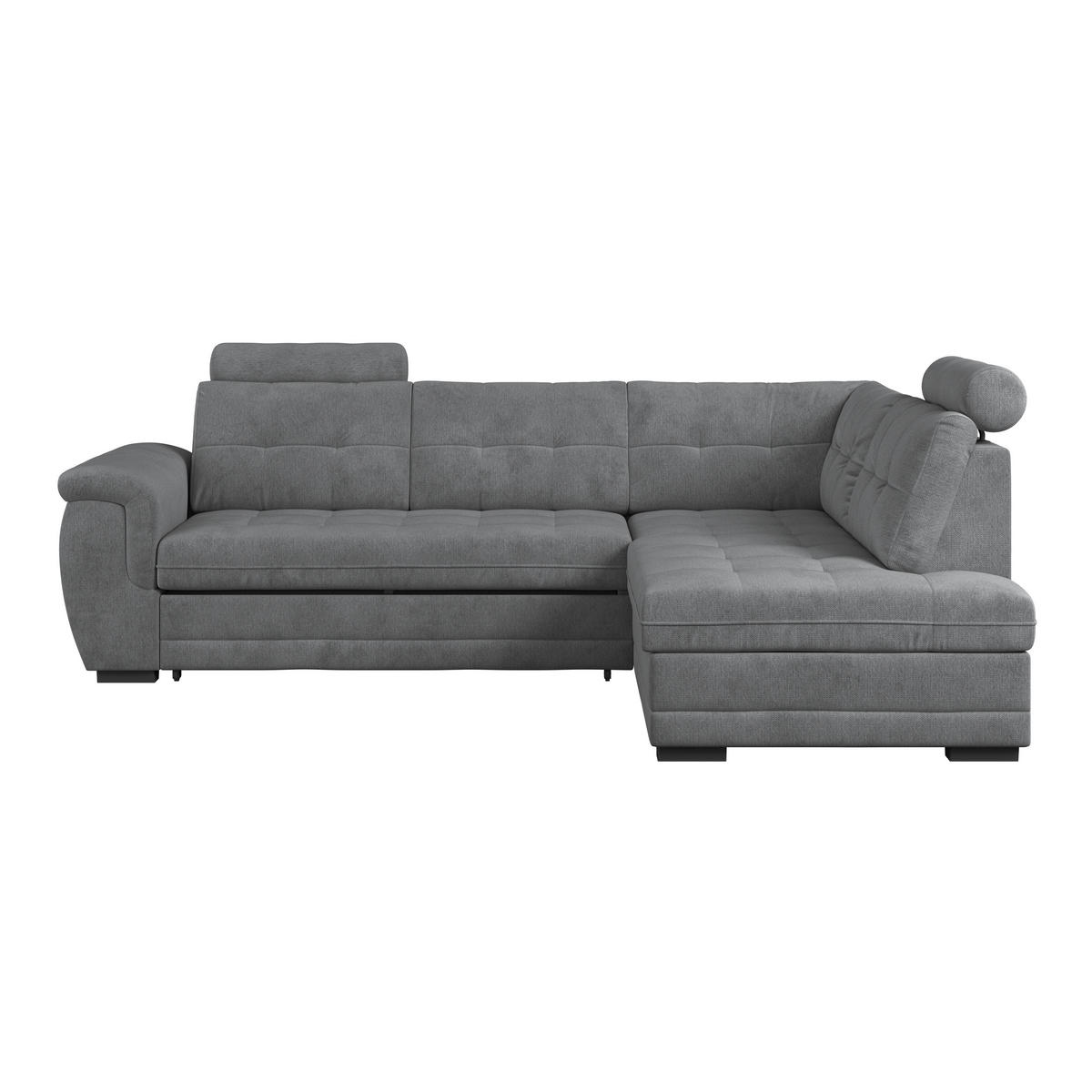 ECKSOFA FALCO NEW Anthrazit Mikrofaser, Struktur Bettkasten, Kopfstütze  - Anthrazit/Schwarz, KONVENTIONELL, Kunststoff/Textil (251/183cm) - MID.YOU