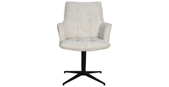 ARMLEHNSTUHL in Eisen Chenille - Beige/Schwarz, MODERN, Textil/Metall (59,5/87,5/62,5cm) - Novel