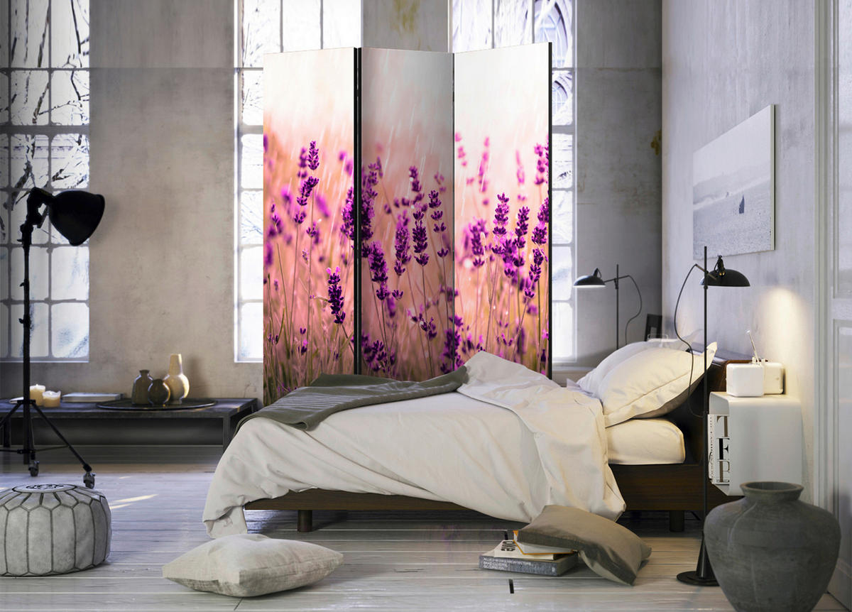 SKÄRMVÄGG  i trä, textil  violett, ljusgrön, pärlemor  - ljusgrön/pärlemor, Basics, trä/textil (135/172/3cm) - artgeist
