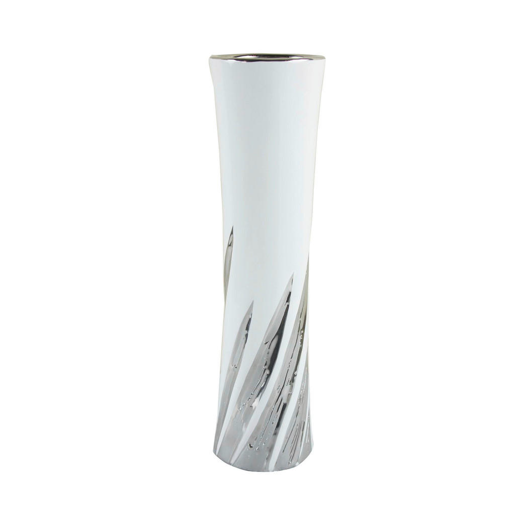 Ambia Home VÁZA, keramika, 34.5 cm - strieborná, biela