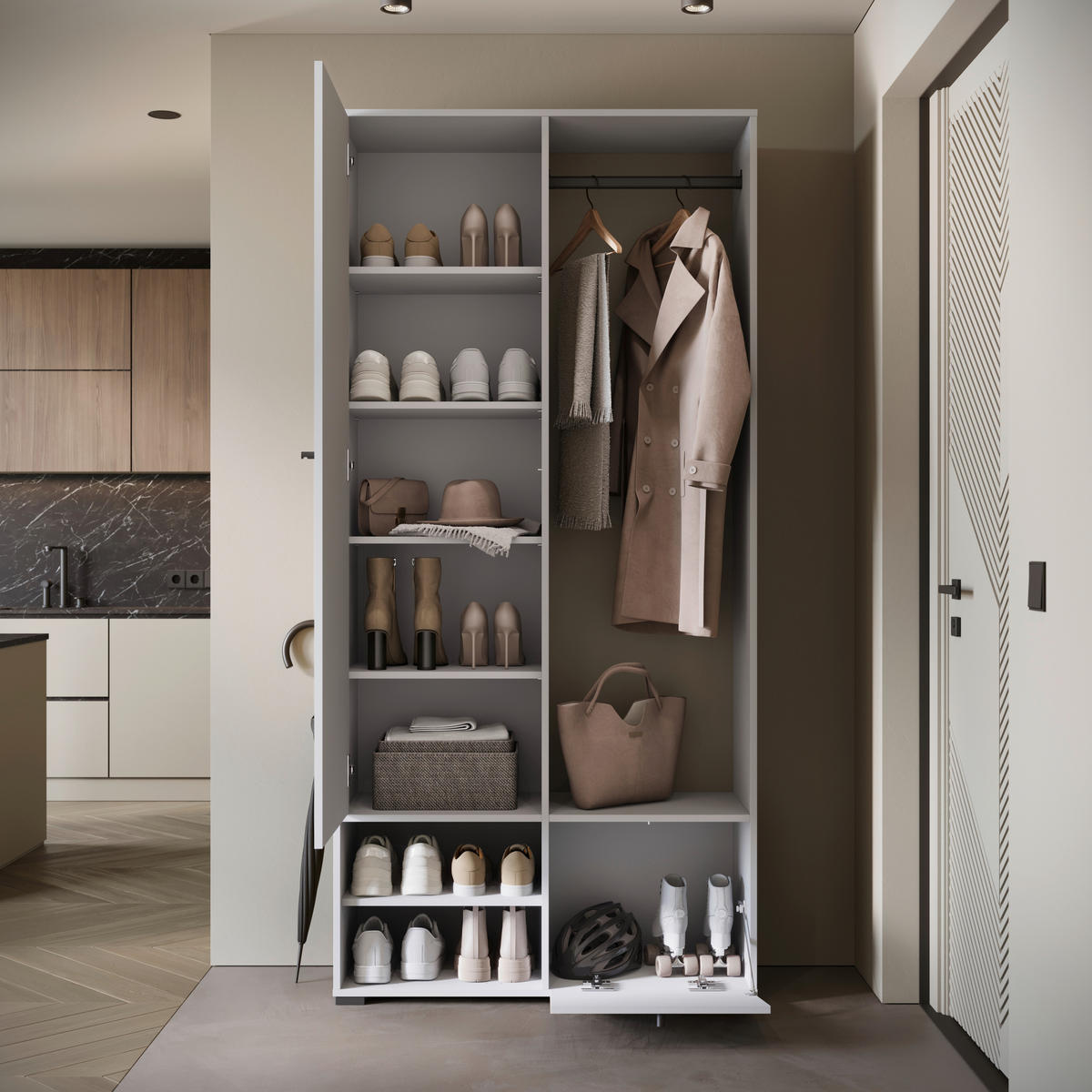 GARDEROBE  in 90/190/33 cm  - Weiss, Trend, Holzwerkstoff (90/190/33cm) - MID.YOU