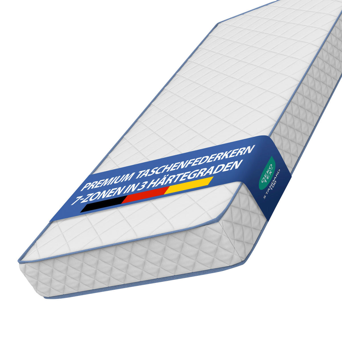 TASCHENFEDERKERNMATRATZE 80/200 cm, Höhe ca.: 18 cm, H2 = mittel, 7-Zonen - Weiß, Basics, Textil (80/200cm) - Chameo