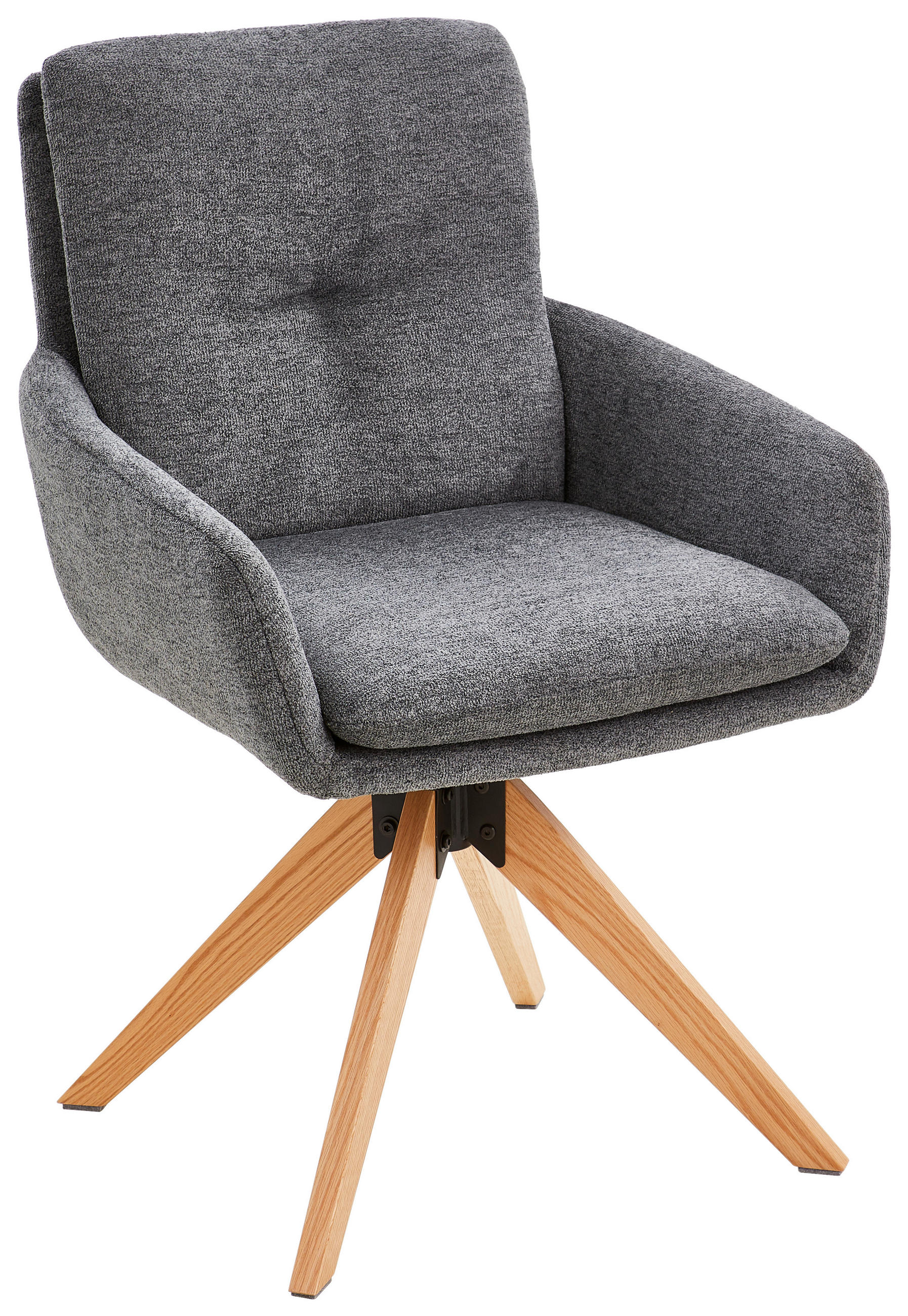 Scaun Cu Brațe din lemn, metal, textil, gri - culoare lemn stejar/gri, Modern, lemn/metal (58/91/63,5cm) - Livetastic