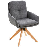 ARMLEHNSTUHL  Sitzfläche 360° drehbar Samt  Grau  - Eichefarben/Grau, MODERN, Holz/Textil (58/91/63,5cm) - Livetastic